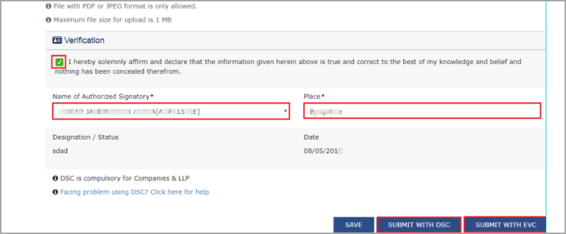 screenshot of webpage to submit application 